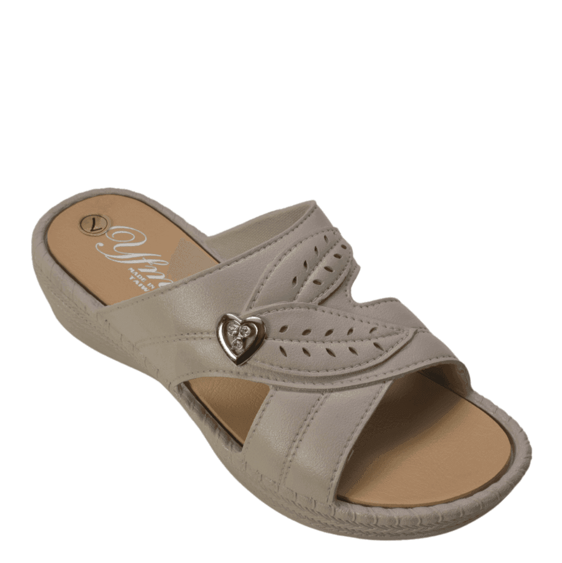 Tecs Women's Low Heel Slip On Sandal Beige - AdTec - Flyclothing LLC
