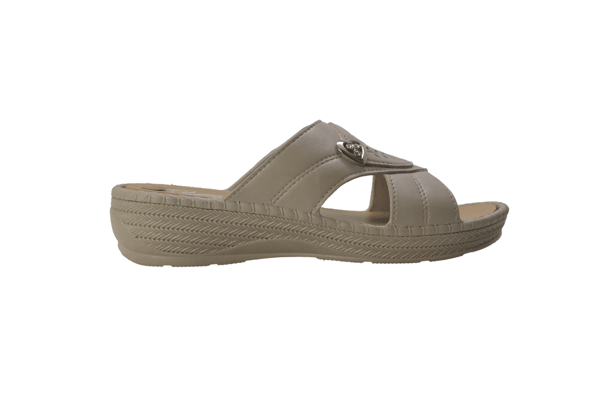 Tecs Women's Low Heel Slip On Sandal Beige - Flyclothing LLC