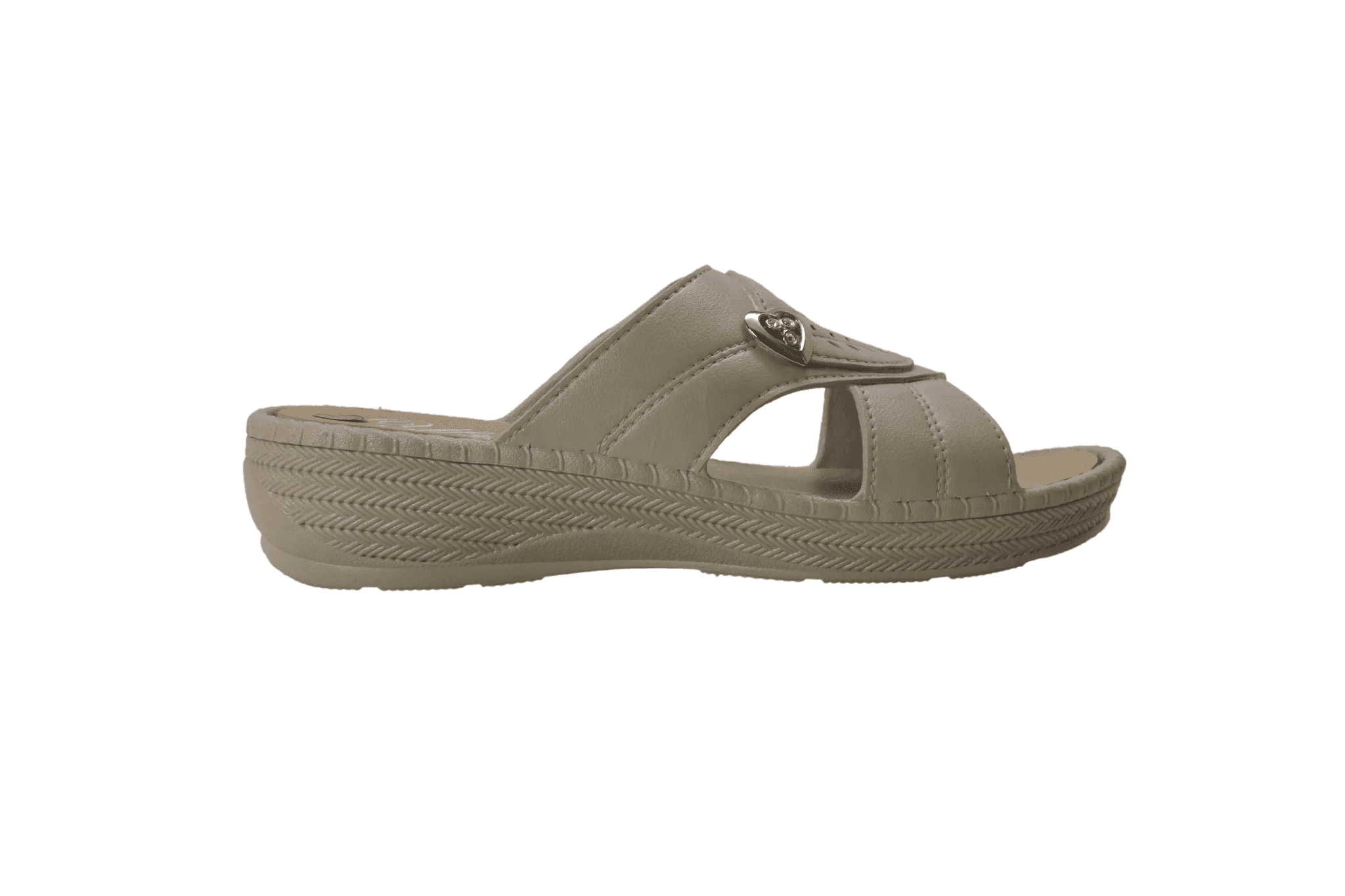 Tecs Women's Low Heel Slip On Sandal Beige - AdTec - Flyclothing LLC