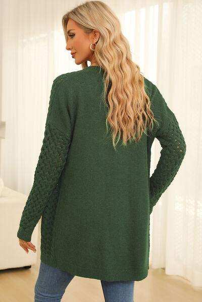 Open Front Dropped Shoulder Cardigan with Pockets - Trendsi - Flyclothing LLC