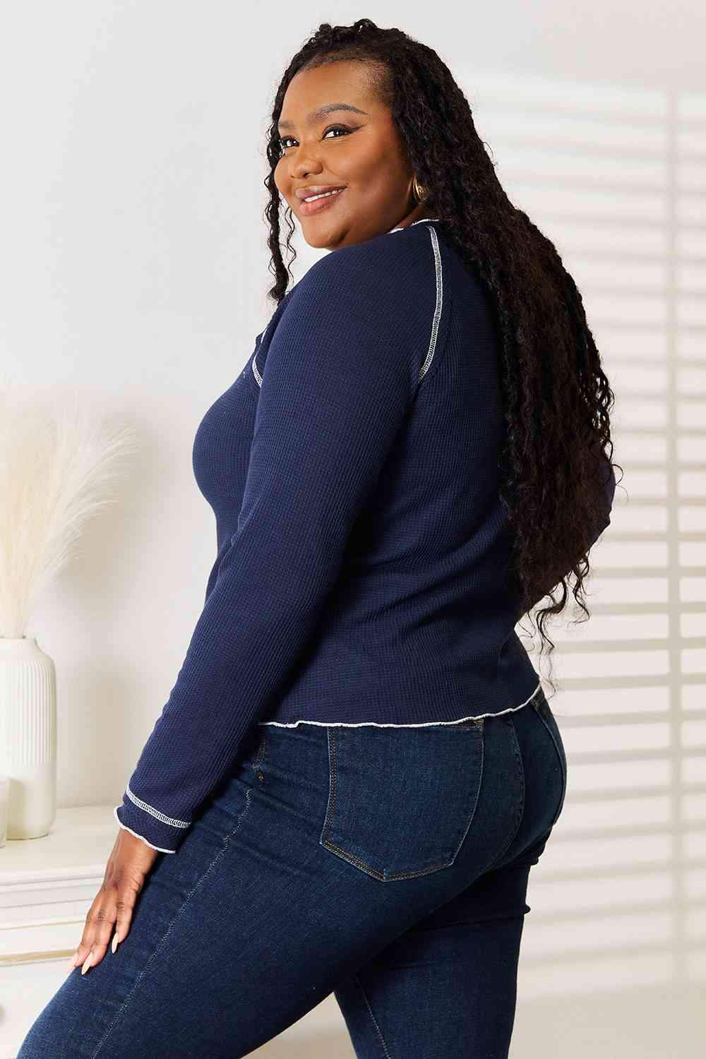 Basic Bae Long Raglan Sleeve Round Neck Top - Trendsi - Flyclothing LLC