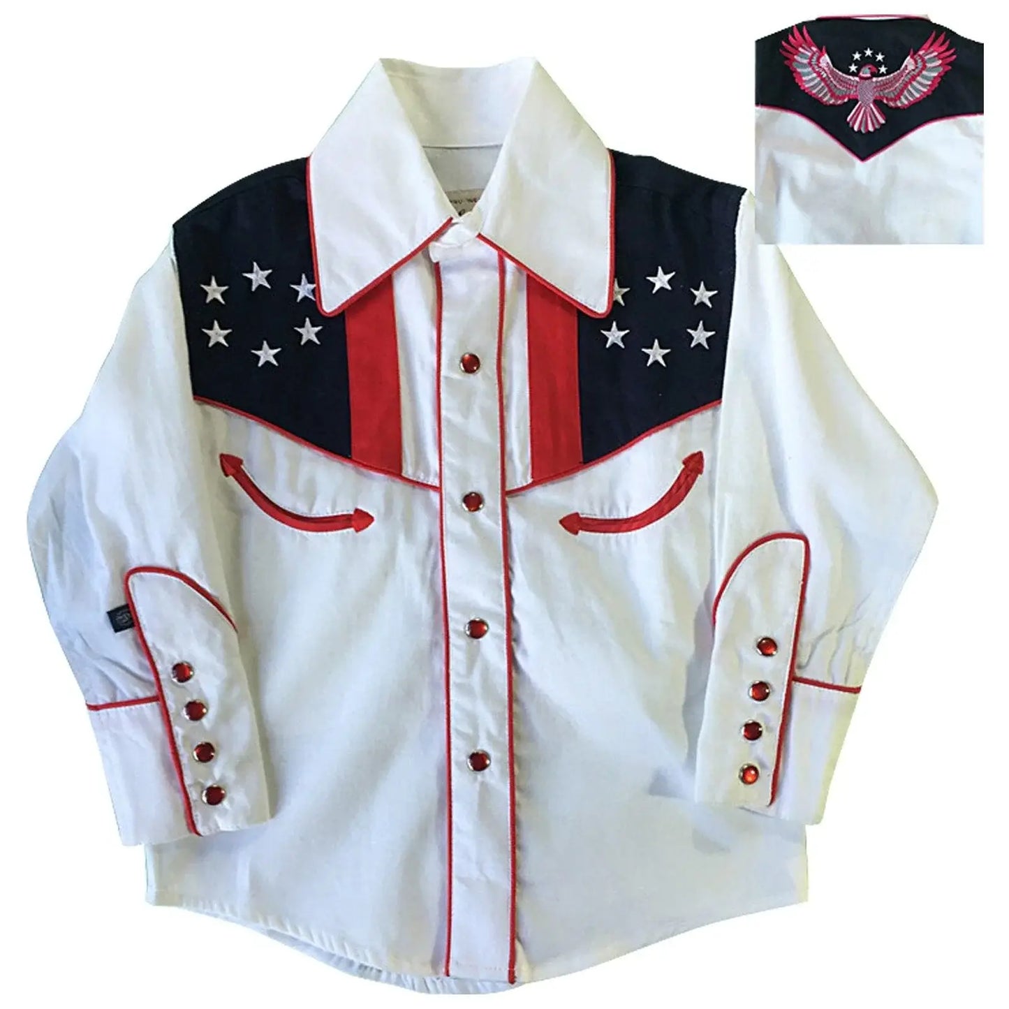 Kid's Embroidered Vintage USA Flag & Eagle Western Shirt - Rockmount Clothing - Flyclothing LLC
