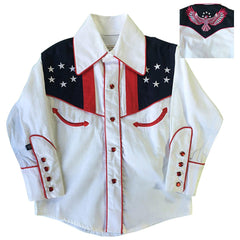 Kid's Embroidered Vintage USA Flag & Eagle Western Shirt - Rockmount Clothing