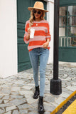 Striped Balloon Sleeve Knit Pullover - Trendsi - Flyclothing LLC
