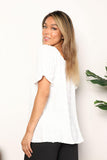 Double Take Swiss Dot Puff Sleeve Square Neck Blouse - Trendsi