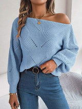 Openwork Long Sleeve Sweater - Trendsi - Flyclothing LLC