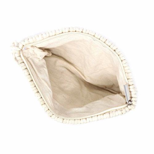 Macrame Clutch with Tassel, Cream - Flyclothing LLC