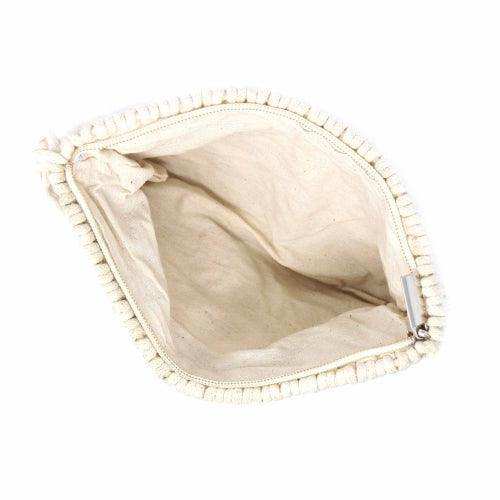 Macrame Clutch with Tassel, Cream - Beaurer Creations - Flyclothing LLC