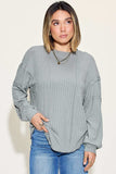 Basic Bae Full Size Ribbed Round Neck Long Sleeve T-Shirt - Trendsi - Flyclothing LLC