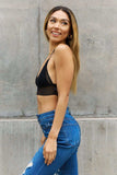 Leto Ribbed Lace Boho Racerback Bralette in Black - Trendsi - Flyclothing LLC