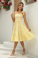 Striped Tie-Shoulder Tiered Dress - Trendsi - Flyclothing LLC