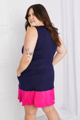 Yelete Full Size Two-Tone Sleeveless Mini Dress with Pockets - Trendsi - Flyclothing LLC