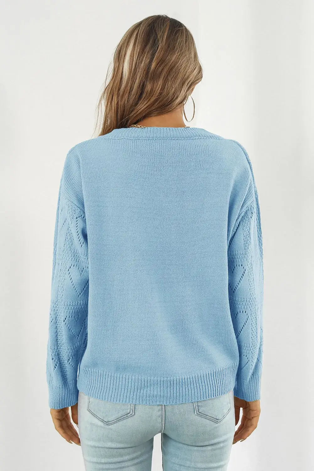 V-Neck Drop Shoulder Sweater - Trendsi - Flyclothing LLC