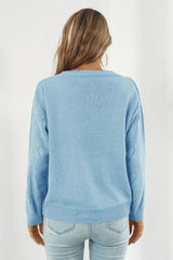 V-Neck Drop Shoulder Sweater - Trendsi - Flyclothing LLC