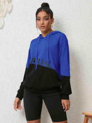 CASUAL Graphic Two-Tone Hoodie - Trendsi