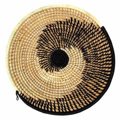 Woven Sisal Fruit Basket, Spiral Pattern in Natural/Black - Flyclothing LLC