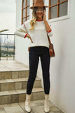 Round Neck Long Sleeve Waffle-Knit Sweater - Trendsi - Flyclothing LLC