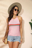Rainbow Stripe Halter Neck Knit Tank - Trendsi - Flyclothing LLC