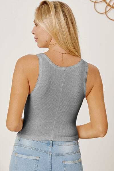 Square Neck Wide Strap Tank - Trendsi - Flyclothing LLC