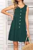 Decorative Button Scoop Neck Sleeveless Tiered Dress - Trendsi - Flyclothing LLC