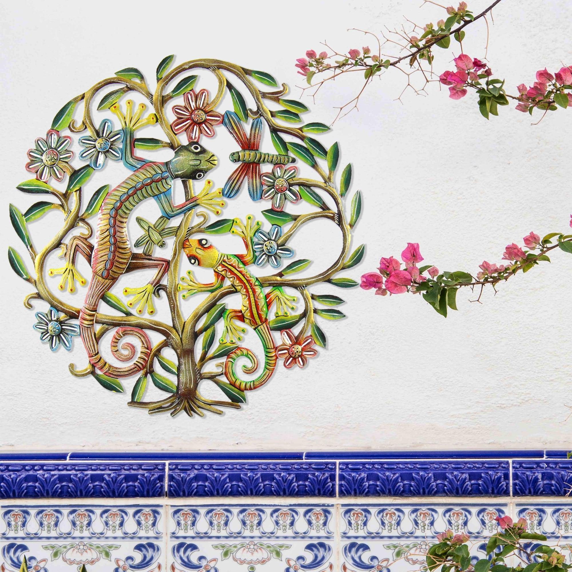 24 inch Painted Gecko Tree of Life - Croix des Bouquets - Croix des Bouquets