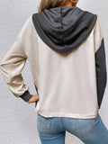 Contrast Color Button-Up Raglan Sleeve Hoodie - Trendsi