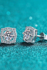 1 Carat Moissanite Geometric Stud Earrings - Trendsi - Flyclothing LLC