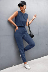 Sleeveless Top and Joggers Set - Trendsi - Flyclothing LLC