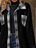 Plaid Contrast Dropped Shoulder Coat - Trendsi - Flyclothing LLC