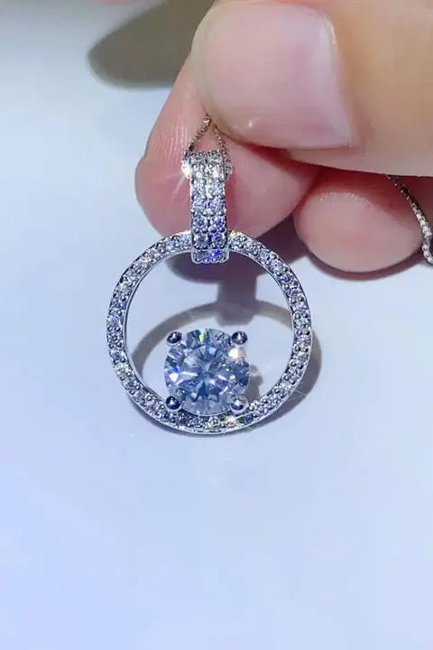 1 Carat Moissanite 925 Sterling Silver Necklace - Trendsi - Flyclothing LLC