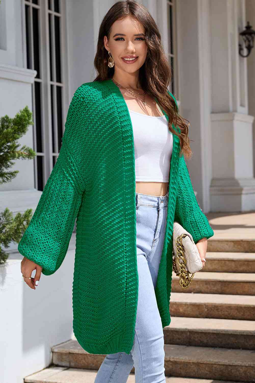 Open Front Longline Cardigan - Trendsi - Flyclothing LLC