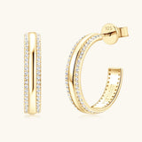 925 Sterling Silver Inlaid Moissanite C-Hoop Earrings - Trendsi - Flyclothing LLC