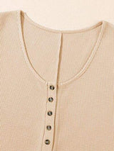 Waffle-Knit Half Button Sleeveless Romper with Pockets - Trendsi - Flyclothing LLC
