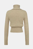 Ribbed Turtleneck Long Sleeve Sweater - Trendsi - Flyclothing LLC
