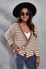 Striped V-Neck Knit Top - Flyclothing LLC