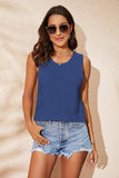 Buttoned Cutout Ribbed Trim Knit Tank - Trendsi