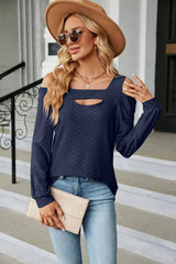 Cold Shoulder Square Neck Cutout Blouse - Trendsi - Flyclothing LLC