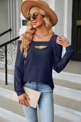 Cold Shoulder Square Neck Cutout Blouse - Trendsi