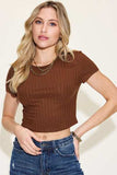 Basic Bae Full Size Ribbed Round Neck Short Sleeve T-Shirt - Trendsi - Flyclothing LLC