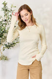 Culture Code Full Size Ribbed Round Neck Long Sleeve Top - Trendsi