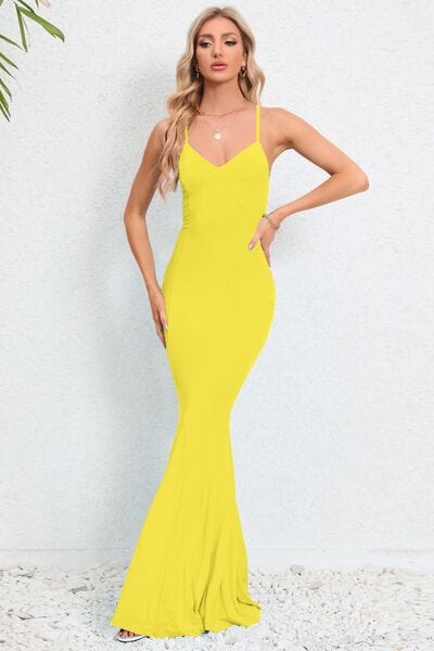 Crisscross Spaghetti Strap Fishtail Dress - Trendsi