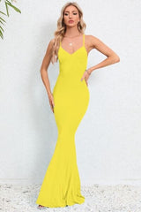 Crisscross Spaghetti Strap Fishtail Dress - Trendsi