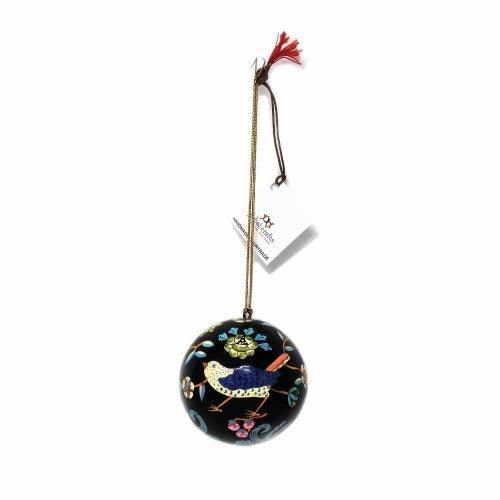 Handpainted Ornament Birds and Flowers, Black - Pack of 3 - Asha Handicrafts