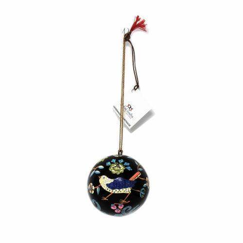 Handpainted Ornament Birds and Flowers, Black - Pack of 3 - Asha Handicrafts - Flyclothing LLC
