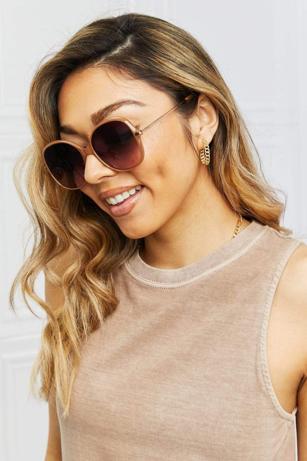 Metal-Plastic Hybrid Full Rim Sunglasses - Trendsi - Flyclothing LLC