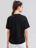 Round Neck Short Sleeve Active Top - Trendsi - Flyclothing LLC