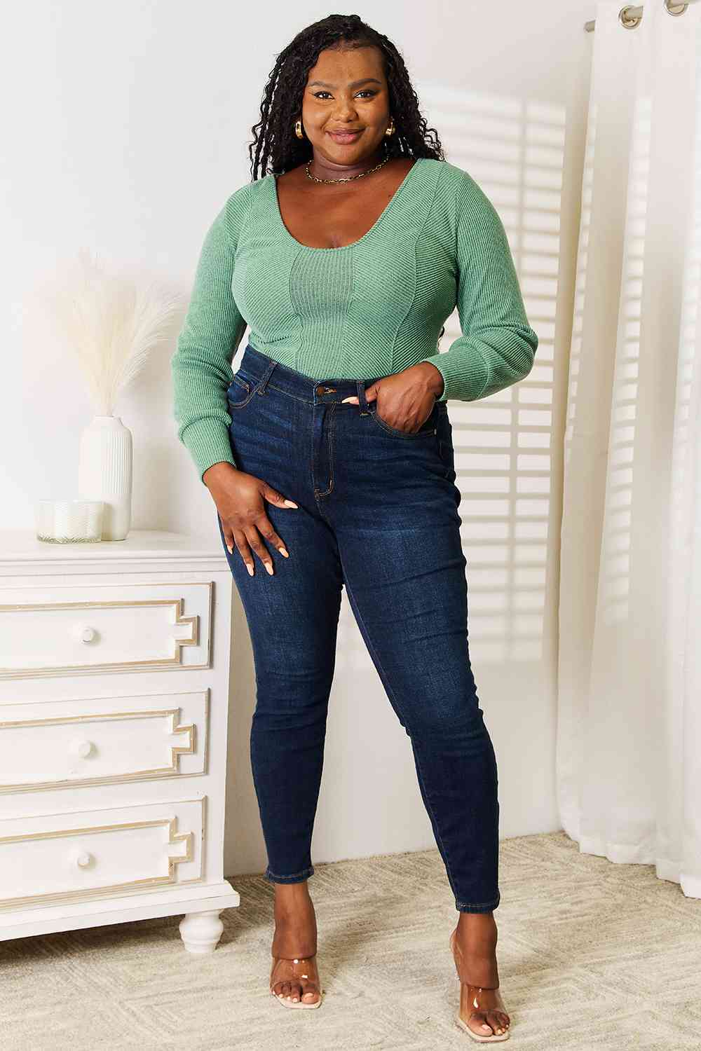 Basic Bae Scoop Neck Long Sleeve Top - Trendsi - Flyclothing LLC