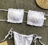 Frill Trim Ruched Bikini Set - Trendsi - Flyclothing LLC