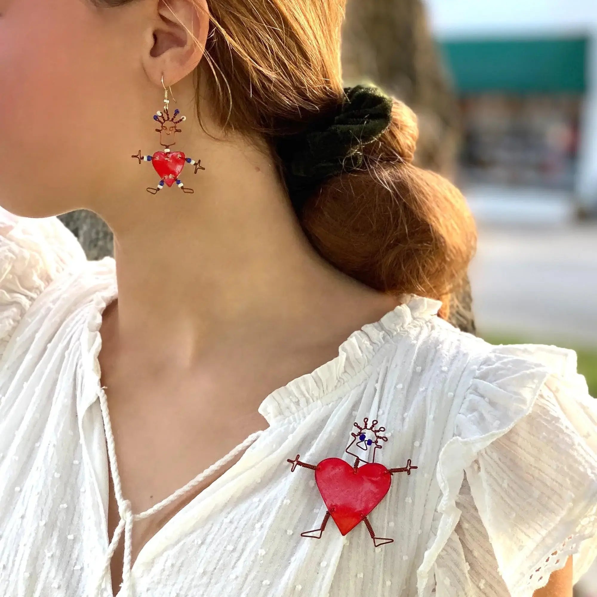 Set of 10 Dancing Girl Heart Body Pins in Red - Creative Alternatives - Creative Alternatives - Flyclothing LLC