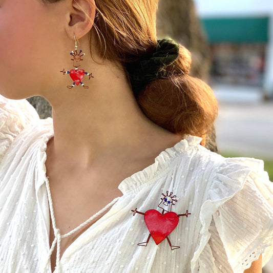 Set of 10 Dancing Girl Heart Body Pins in Red - Creative Alternatives - Flyclothing LLC